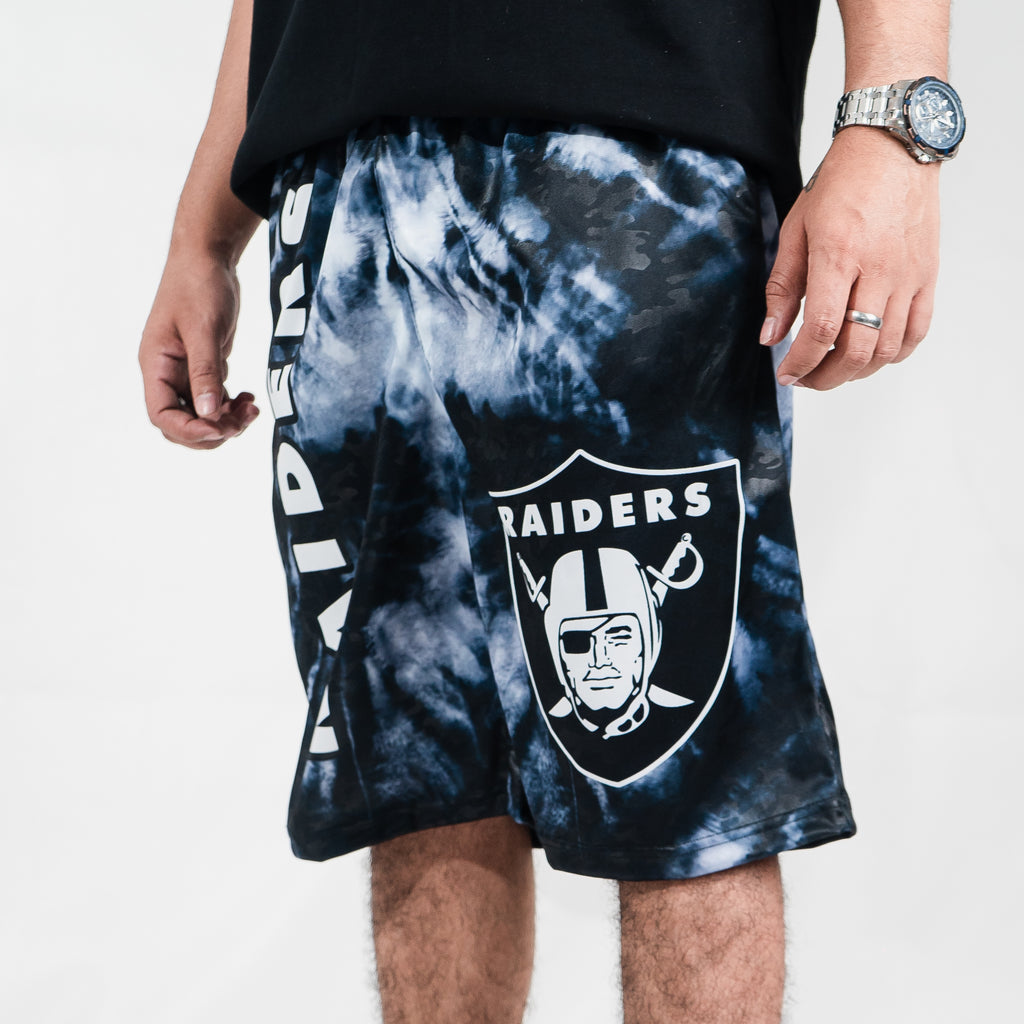 Raiders Black Tie-Dye Shorts